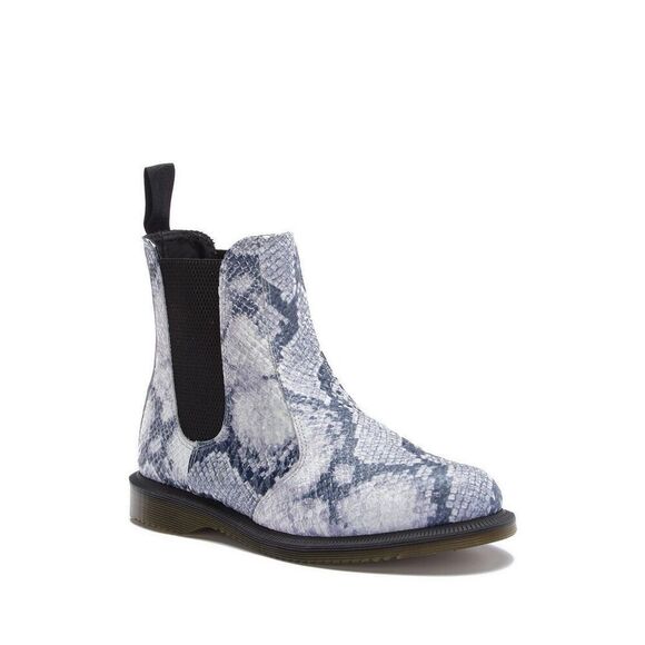Dr. Martens Flora Snakeskin Chelsea Boots Sz 7 Asciano Leather Gray - Picture 1 of 6